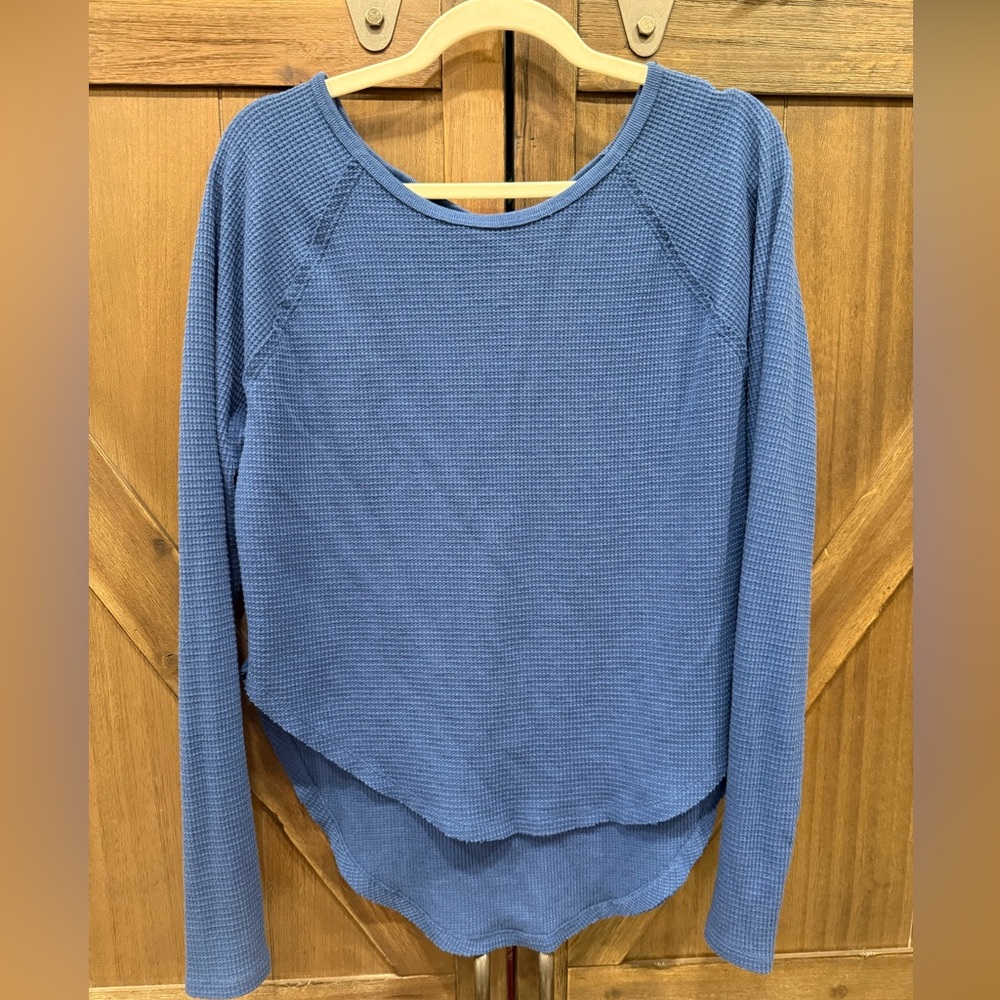 JoyLab Women’s Waffle‎ Knit Long Sleeve in Deep Blue